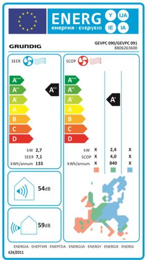 Grundig klima GEVPC 090 / GEVPC 091 2,7 kW R32