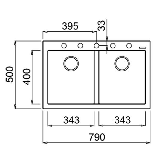 Elleci Quadra 350 Bianco Antico sudoper