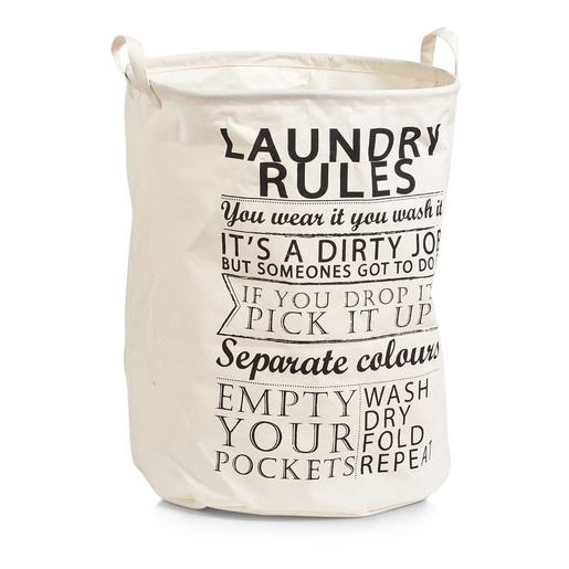 ZELLER košara za rublje, "Laundry Rules", platno, Ø38x48 cm 14260