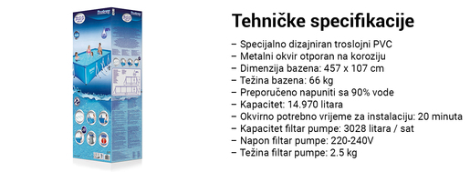 BESTWAY montažni bazen s filtar pumpom (457 x 107 cm)