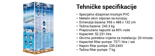 BESTWAY montažni bazen s filter pumpom i ljestvama - 956 x 488 x 132 cm
