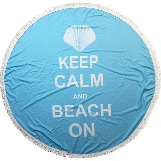 Okrugli ručnik za plažu Keep calm