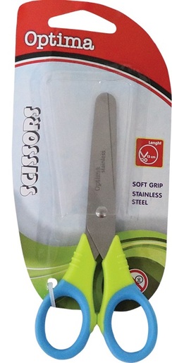 Škare OPTIMA školske tupi vrh 13cm Rainbow, zelene