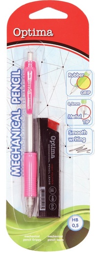 Tehnika olovka 0,5 OPTIMA Grippy sort boja + mine 0,5, roza