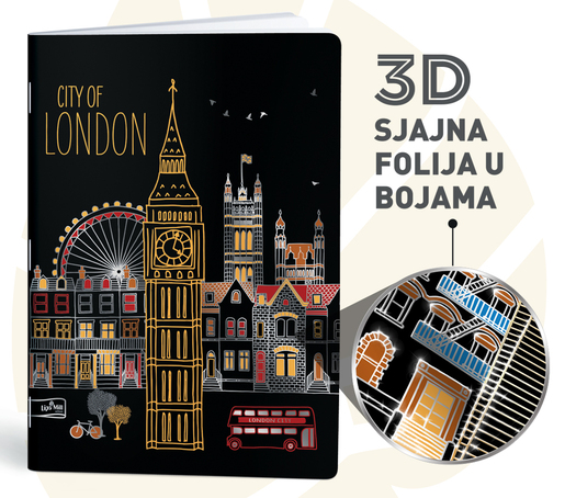 Bilježnica CITIES 3D, A4, linije, meki uvez Lipa Mill