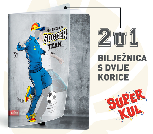 Bilježnica BOYS 2u1 naslovnica, A4, linije, meki uvez Lipa Mill