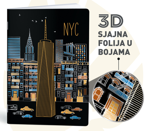 Bilježnica CITIES 3D, A4, linije, meki uvez Lipa Mill