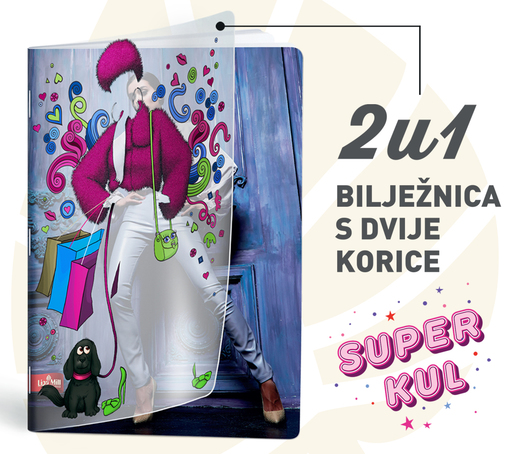 Bilježnica GIRLS 2u1 naslovnica, A4, kvadratići, meki uvez Lipa Mill