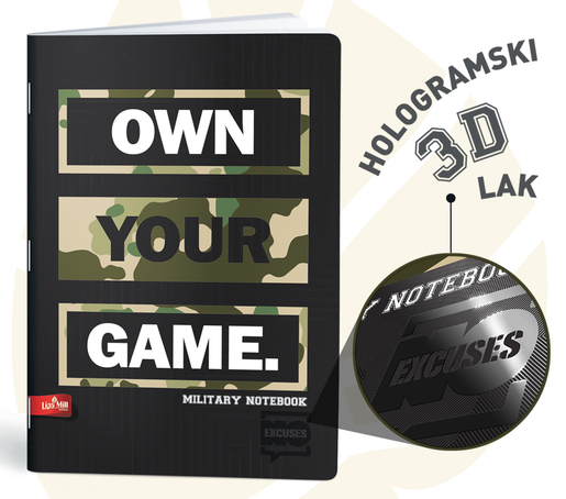 Bilježnica MILITARY, A4, kvadratići, meki uvez Lipa Mill