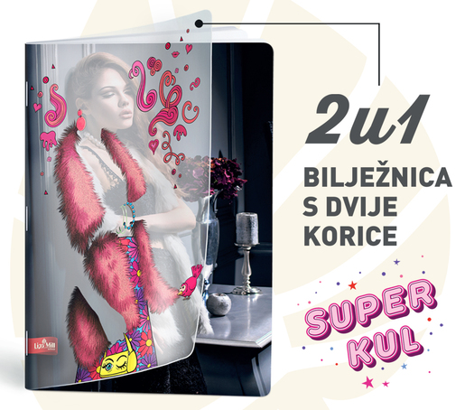 Bilježnica GIRLS 2u1 naslovnica, A4, linije, meki uvez Lipa Mill