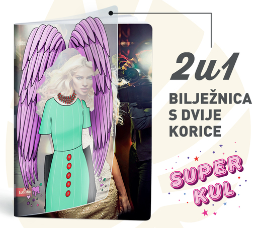 Bilježnica GIRLS 2u1 naslovnica, A4, kvadratići, meki uvez Lipa Mill