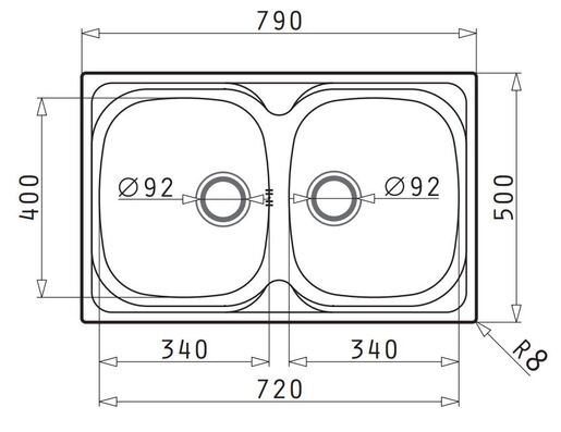SHR Kreta 80 sudoper + Ferro BVA4 slavina