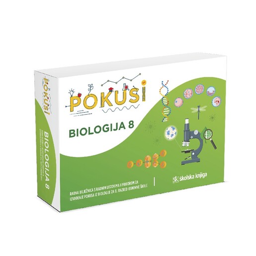 POKUSI - BIOLOGIJA 8 - radna bilježnica s radnim listovima i priborom za izvođenje pokusa iz biologije za osmi razred osnovne škole