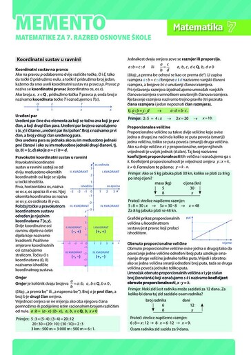MEMENTO MATEMATIKE, za 7. razred osnovne škole