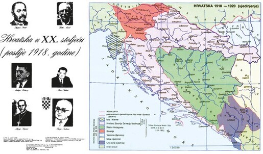 HRVATSKA U XX. STOLJEĆU (poslije 1918.), priručna karta (presavijena)