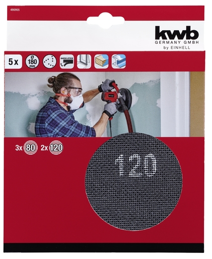 EINHELL set brusnih papira 5/1 (gr. 3x80, 2x120), Ø 180, za TE-DW 180