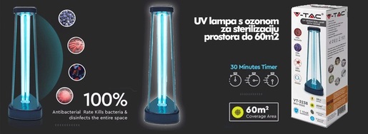 V-TAC UV svjetiljka s ozonom za sterilizaciju prostora do 60m2