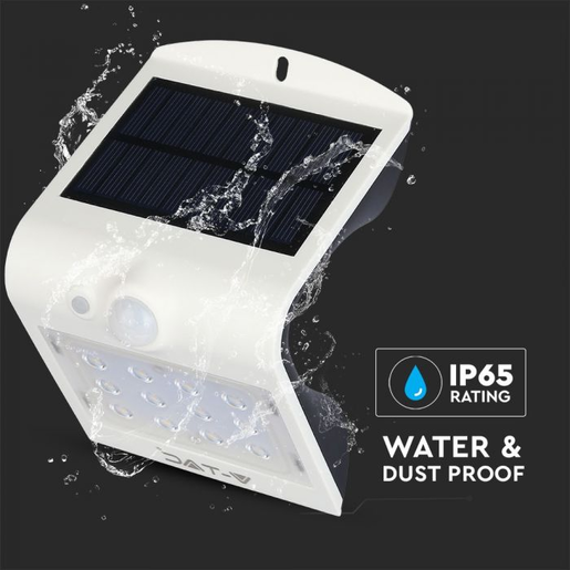 V-TAC 1.5W LED solarna zidna lampa sa senzorom 4000K bijela/crna