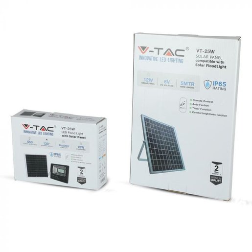 V-TAC 12W LED solarni reflektor s daljinskim upavljačem 6000K