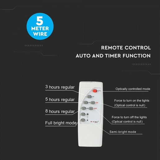 V-TAC 12W LED solarni reflektor s daljinskim upavljačem 6000K