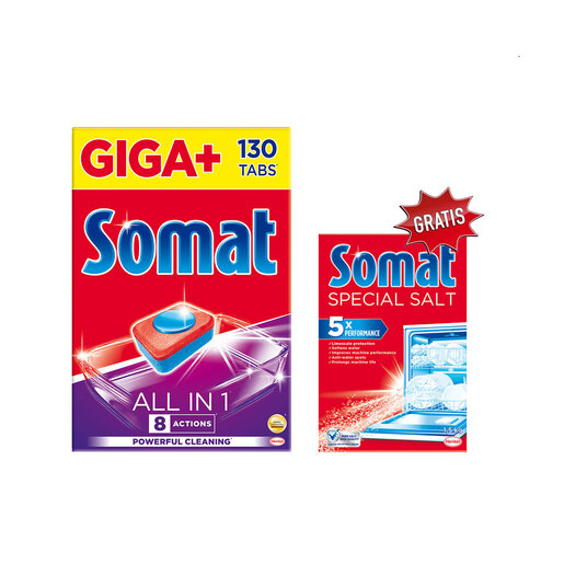 Somat All in 1 Giga Plus 130 komada + Somat Sol 1,5 kg GRATIS