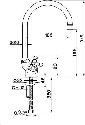 CISAL ARCANA AC00053027 dvoručna slavina za sudoper Antique Bronze