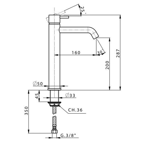 CISAL LESS LN00354040 slavina za umivaonik visoka, mat crna
