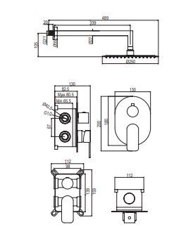 AQG BETA 19BETER20805 podžbukni tuš sistem, okrugli, crni