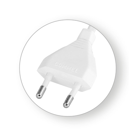 COMMEL priključni kabel, bijeli, H03VVH2-F 2x0,75 / 3 m