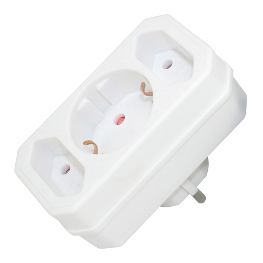 COMMEL trostruki razdjelnik kombinirani 2x Euro + 1x "šuko", bijeli