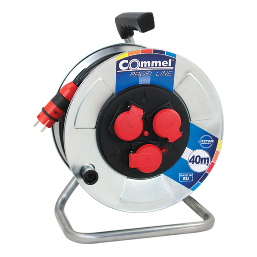 COMMEL kabelska motalica na metalnom bubnju 280 mm, H05RR-F 3G2,5 / 25 m