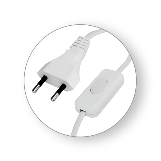 COMMEL priključni kabel za rasvjetna tijela sa sklopkom, bijeli, H03VVH2-F 2x0,75 / 2 m