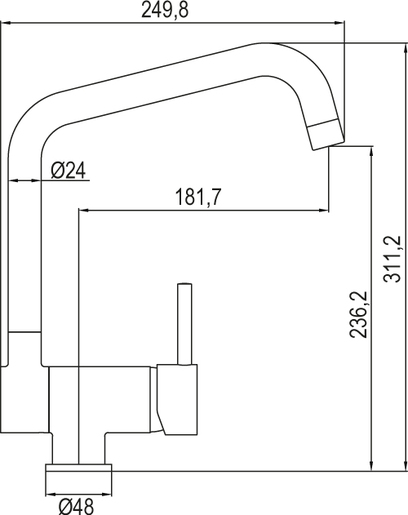 AQG TILE 05TIL550CR sklopiva slavina za sudoper