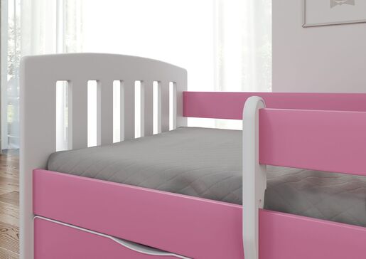 Drveni dječji krevet Classic s ladicom 180*80 cm - rozi