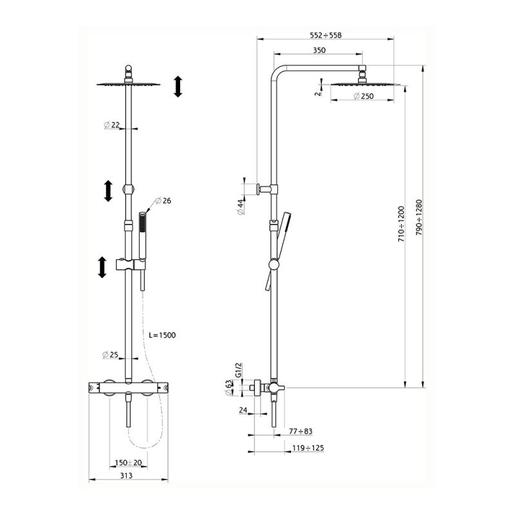 CISAL TENDER SC2C8403A21 termostatski tuš sistem kromirani