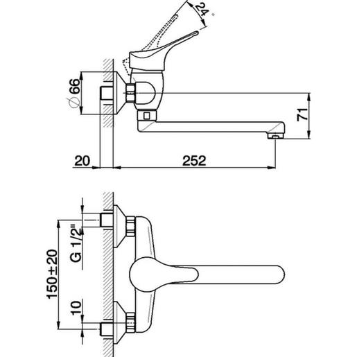 CISAL MITO3 M300040021 jednoručna zidna slavina za sudoper krom
