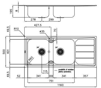 Foster Elettra 5812 062 STD lijevi sudoper