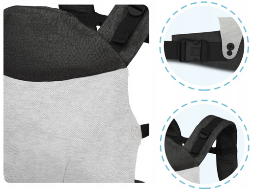 Lionelo dječja nosilica - klokanica MARGAREET crno-siva