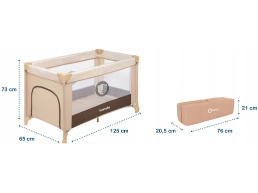 Lionelo dječji prijenosni krevetić Adriaa bež pruge