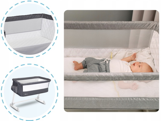 Lionelo dječji prijenosni krevetić Theo tamno sivi