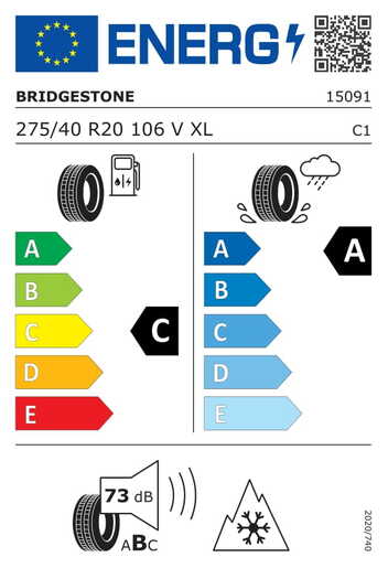 Bridgestone 275/40R20 16V BLIZZAK LM005 XL TL, Pot: C, Pri: A, Buka: 73 dB