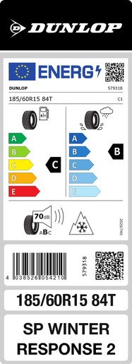 Dunlop 185/60R15 84T Winter Response 2 MS, Pot: C, Pri: B, Buka: 70 dB
