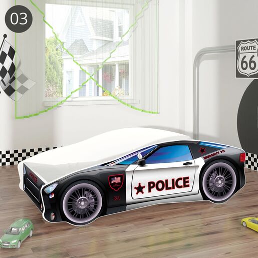 Dječji krevet ACMA Auto 140x70 03 Policija crno-bijeli