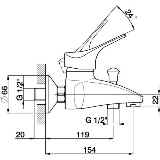 CISAL MITO3 M300013021 slavina za kadu bez tuša i crijeva, krom