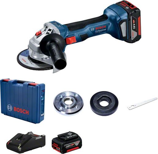 BOSCH Professional akumulatorska kutna brusilica GWS 180-LI (2 x 4.0 Ah, L-BOXX)