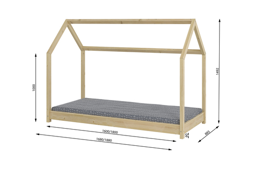 Dječji drveni krevet BELLA - svijetlo drvo- 160*80