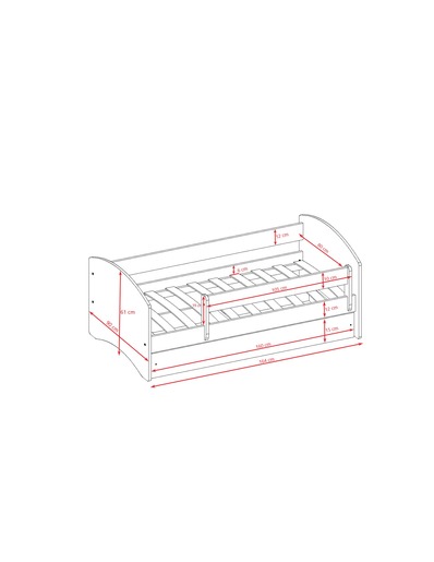 Drveni dječji krevet Perfetto s ladicom - bijeli - 180*80