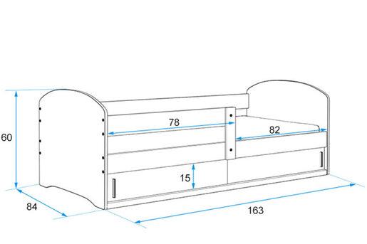 Drveni dječji krevet LUKI 1 - 160*80cm - bijeli - AUTO