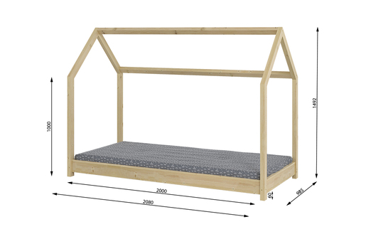 Dječji drveni krevet BELLA - svijetlo drvo- 200*90
