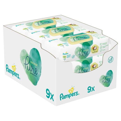 Pampers Coconut Pure vlažne maramice 9x42 kom